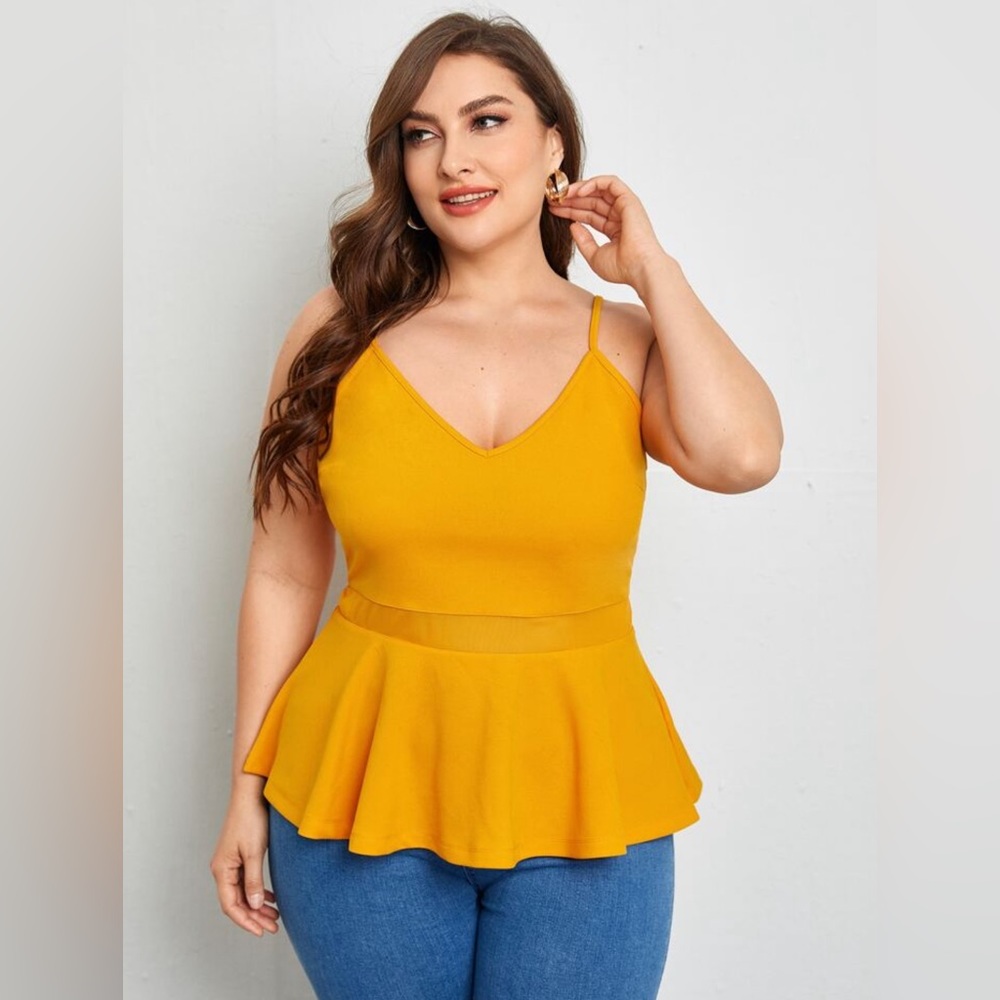 🩵🩵Yellow Peplum top with mesh🩵🩵